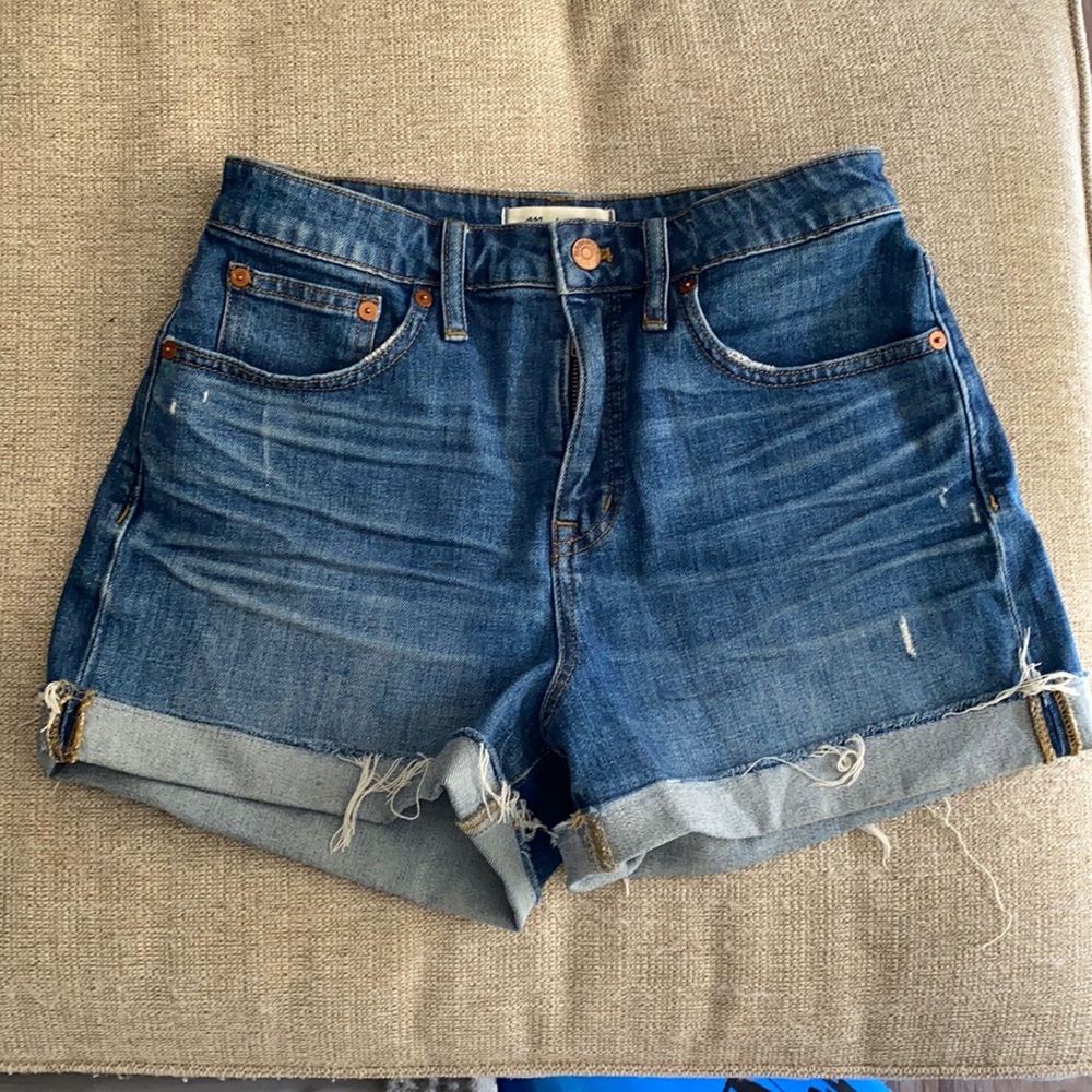 Madewell Mid Wash Curvy Denim Shorts Size 26 Cutoff Rollup Style